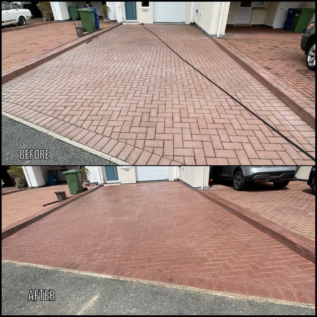 Driveway Cleaning before and after Barmouth LL42 North Wales by NW Exteriors