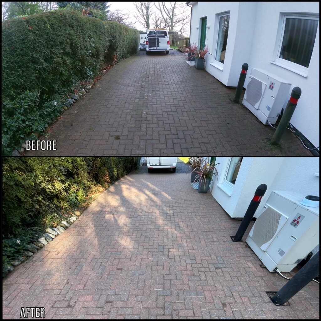 Driveway Cleaning before and after Colwyn Bay LL29 North Wales by NW Exteriors
