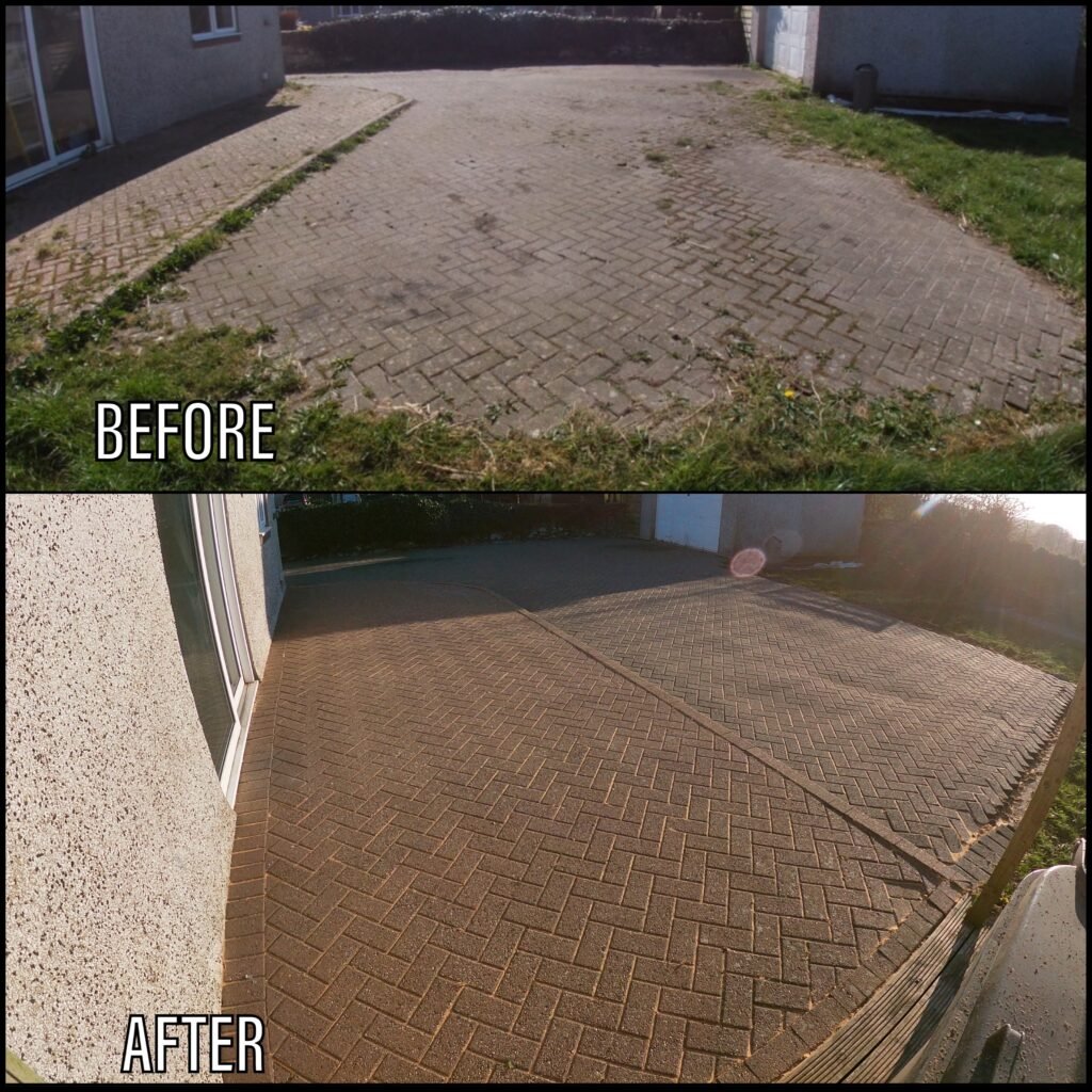 Driveway Cleaning before and after Deganwy LL31 North Wales by NW Exteriors