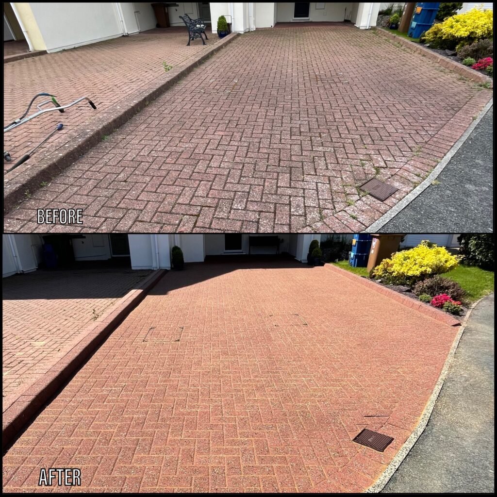 Driveway Cleaning before and after Dolgellau LL40 North Wales by NW Exteriors