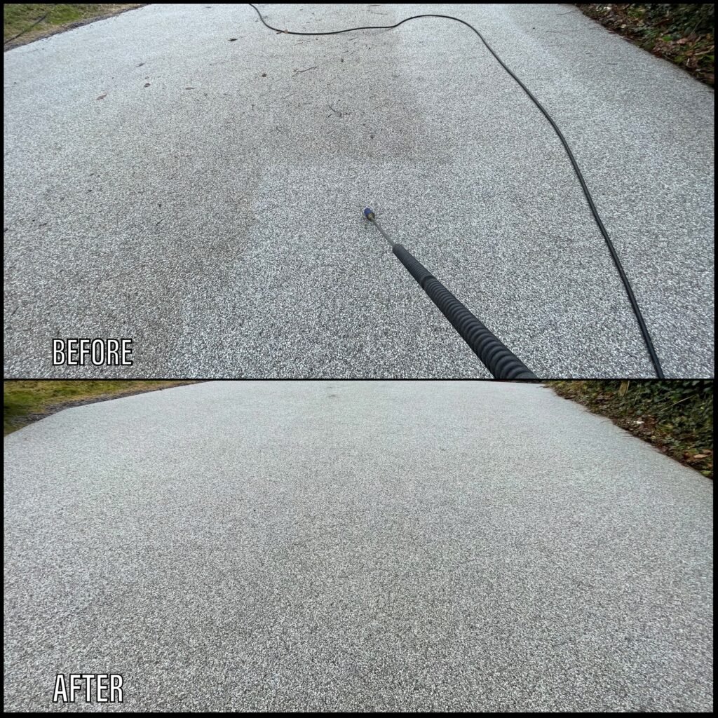 Driveway Cleaning before and after LLangefni LL77 North Wales by NW Exteriors