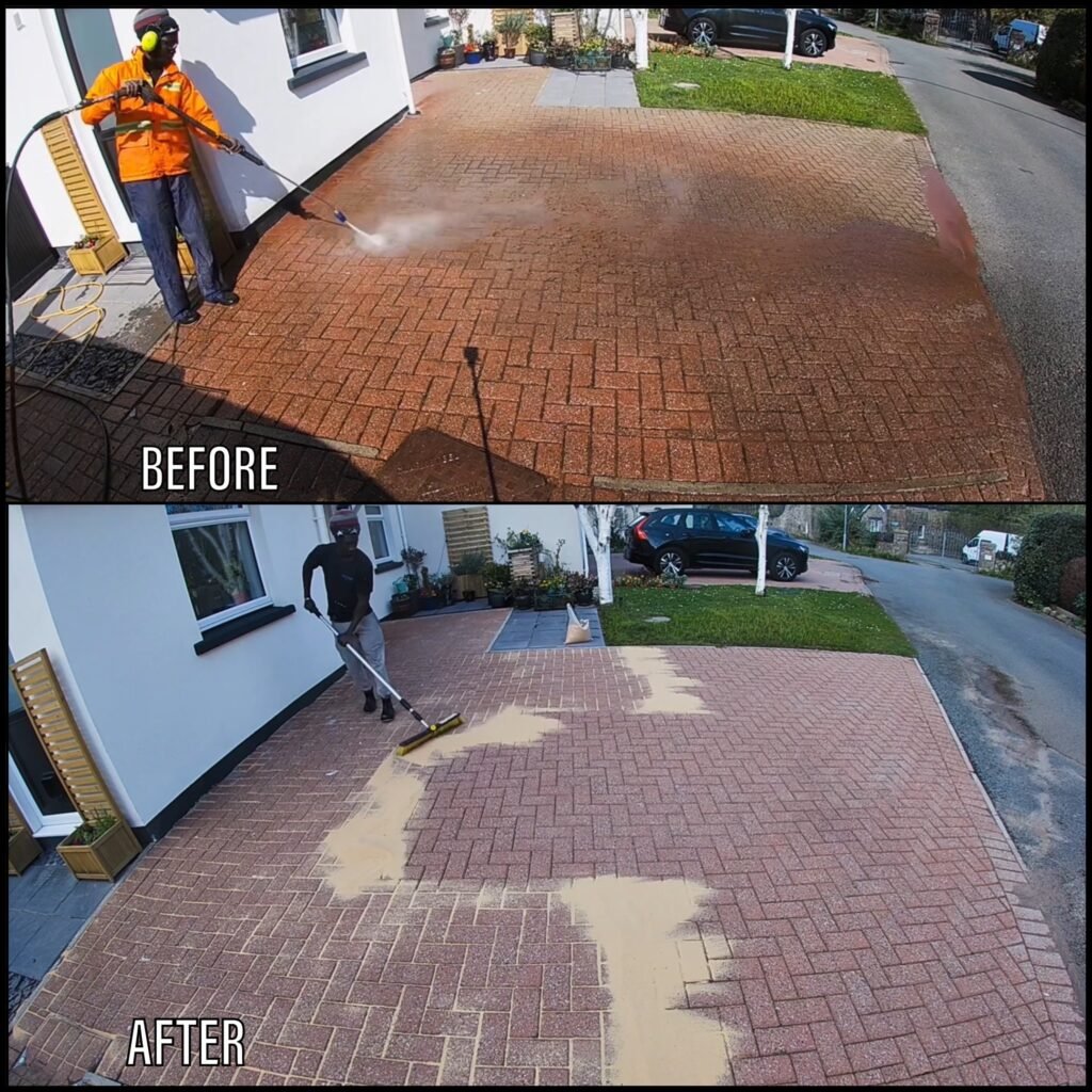 Driveway Cleaning before and after Y Felinheli LL56 North Wales by NW Exteriors