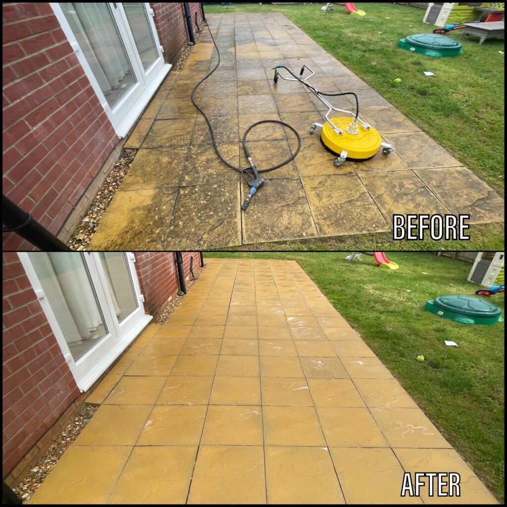 Patio Cleaning before and after Betws-y-Coed LL24 North Wales by NW Exteriors
