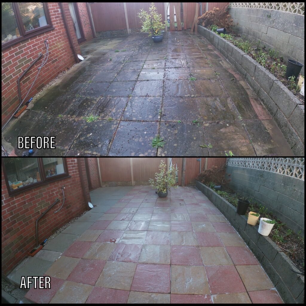 Patio Cleaning before and after Colwyn Bay LL29 North Wales by NW Exteriors