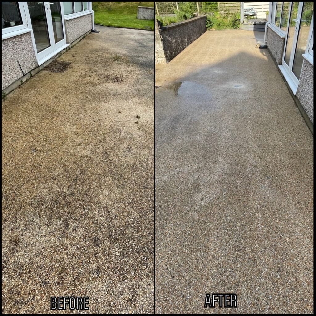 Patio Cleaning before and after Colwyn Bay LL29 North Wales by NW Exteriors