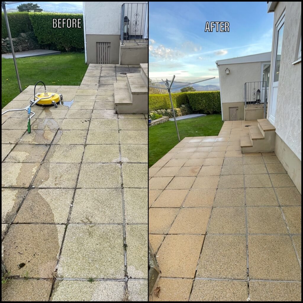 Patio Cleaning before and after LLandudno LL30 North Wales by NW Exteriors