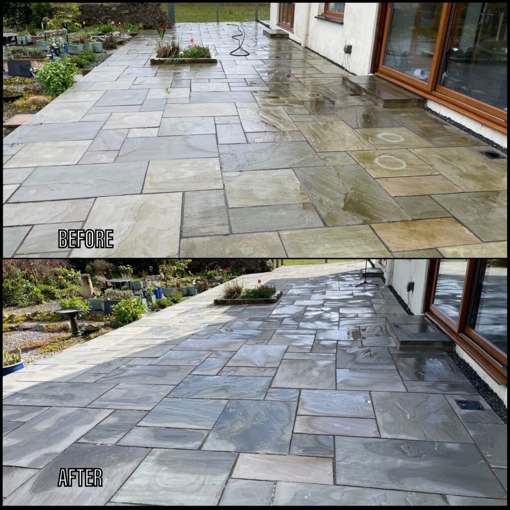 Patio Cleaning before and after LLandudno LL30 North Wales by NW Exteriors