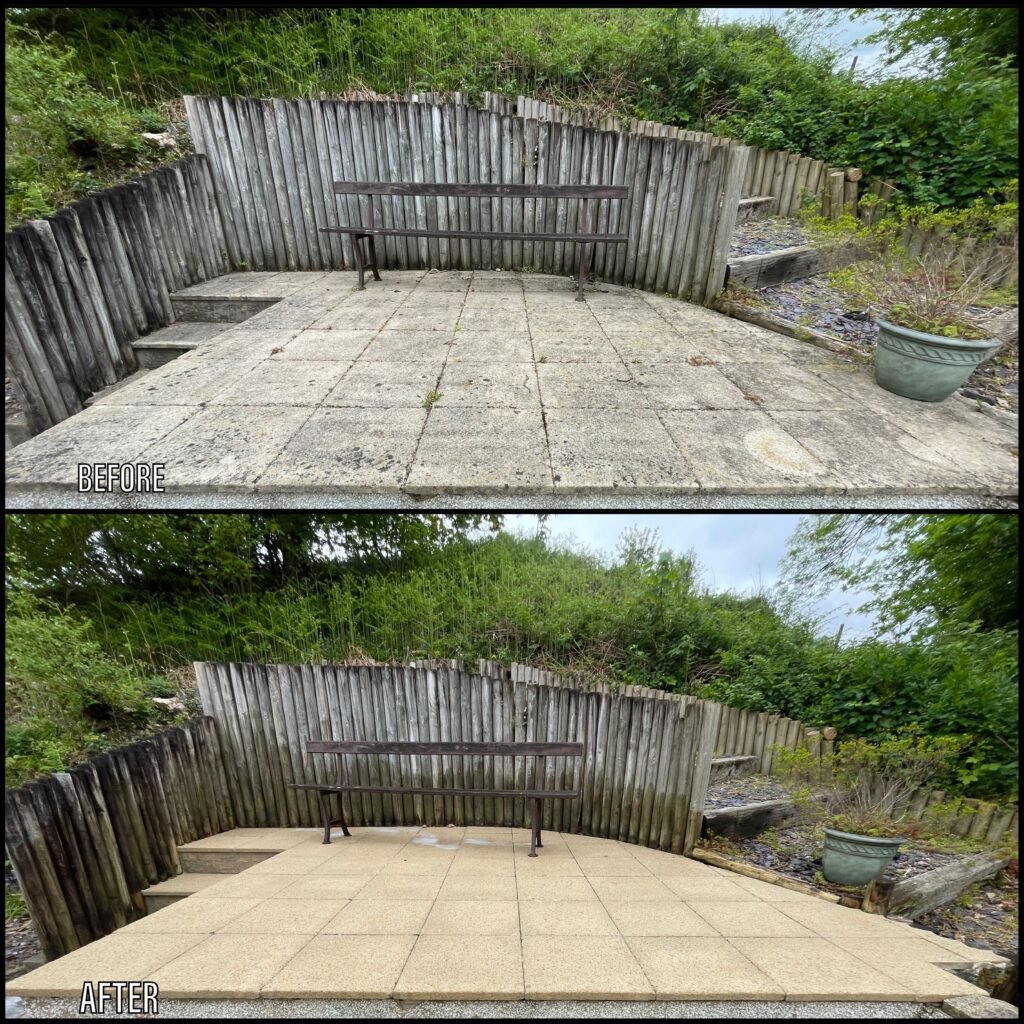 Patio Cleaning before and after Llanfairpwll LL61 North Wales by NW Exteriors