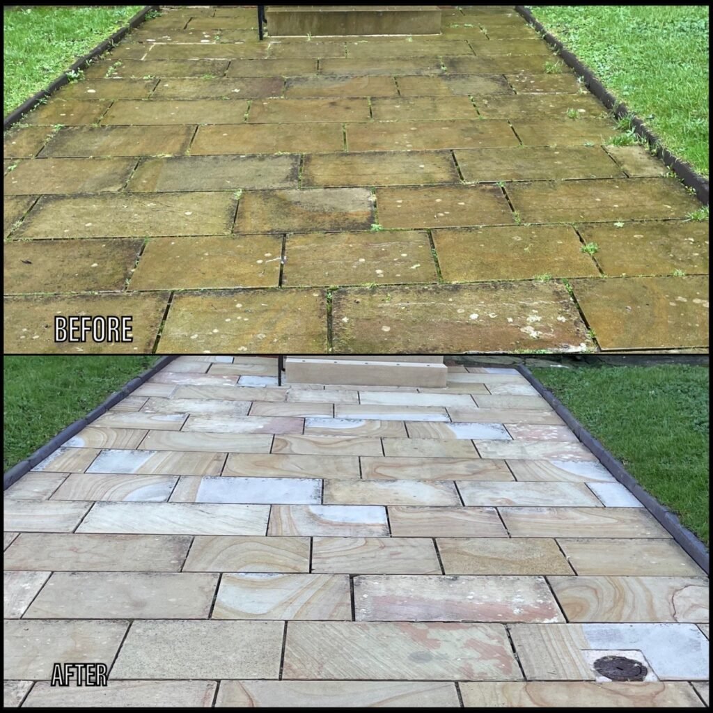 Patio Cleaning before and after Menai Bridge LL59 North Wales by NW Exteriors