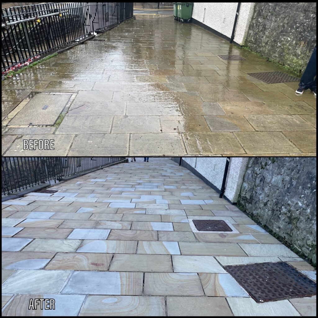 Patio Cleaning before and after Rhos.on.Sea LL28 North Wales by NW Exteriors