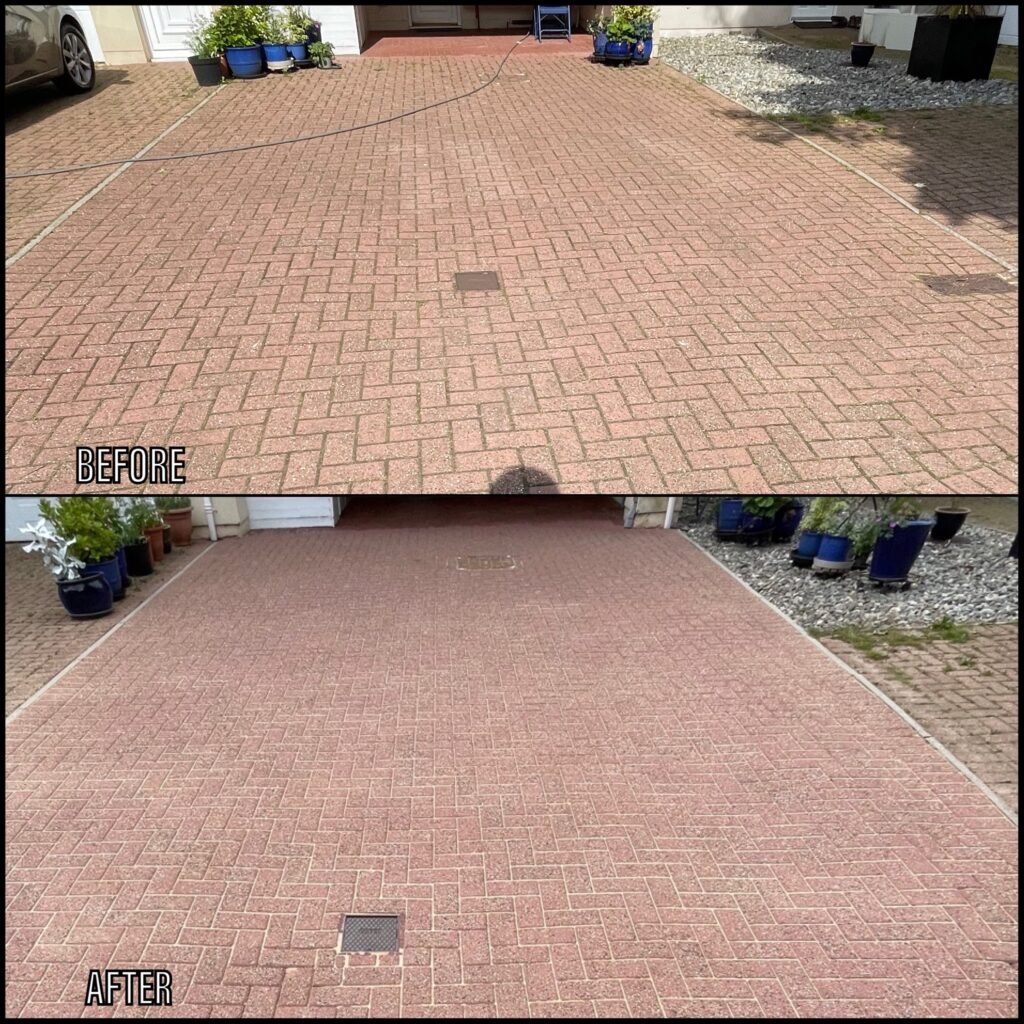 Driveway Cleaning before and after Porthmadog LL49 North Wales by NW Exteriors