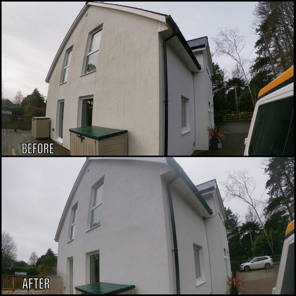 Render Cleaning before and after Caernarfon LL55 North Wales by NW Exteriors