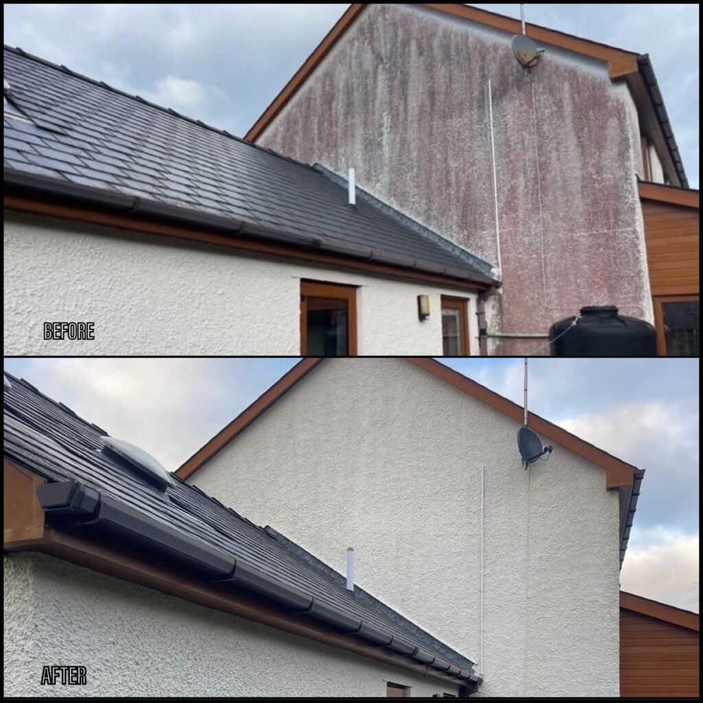 Render Cleaning before and after Betws Y Coed LL24 North Wales by NW Exteriors