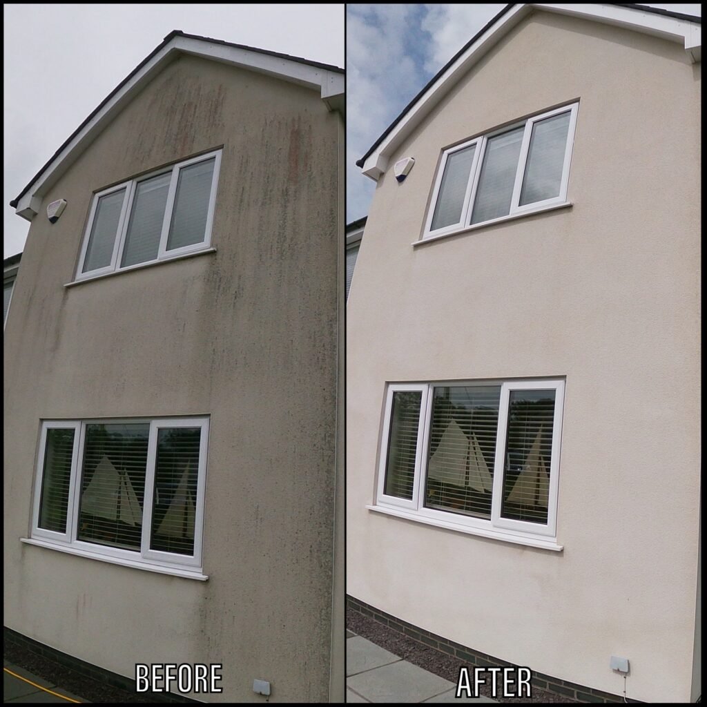 Render Cleaning before and after Blaenau Ffestiniog LL41 North Wales by NW Exteriors
