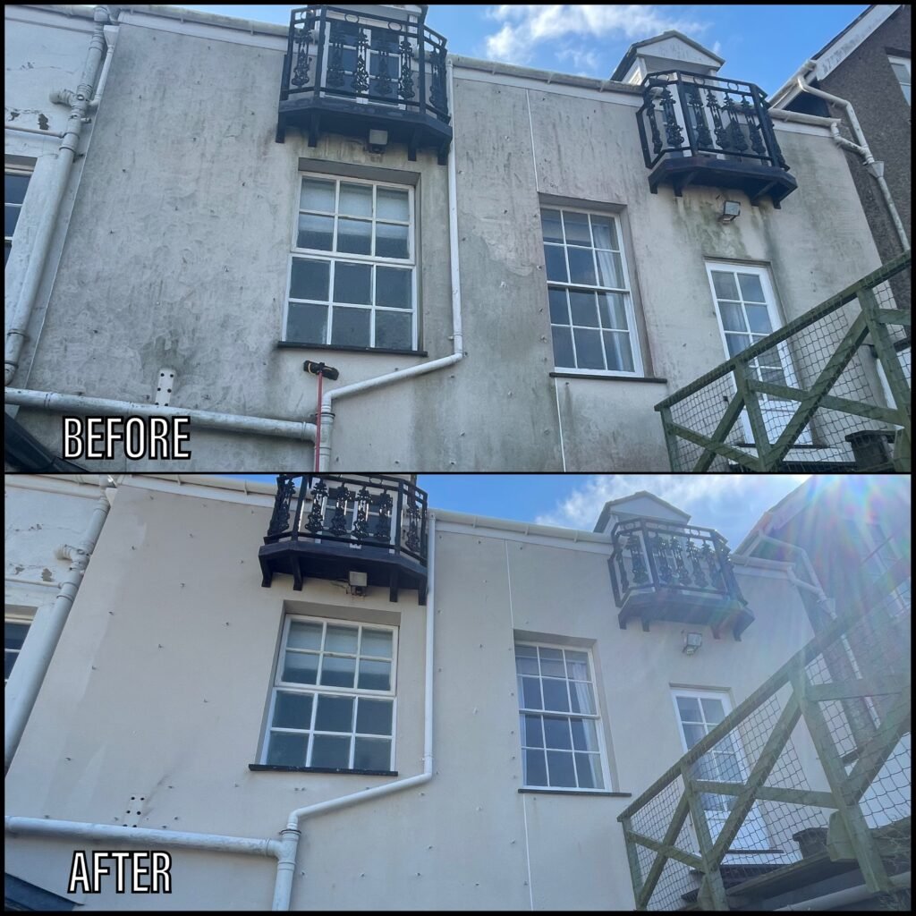 Render Cleaning before and after Brynsiencyn LL61 North Wales by NW Exteriors