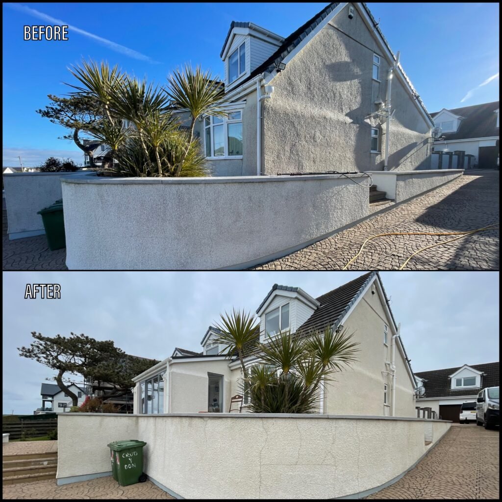 Render Cleaning before and after Colwyn Bay LL29 North Wales by NW Exteriors