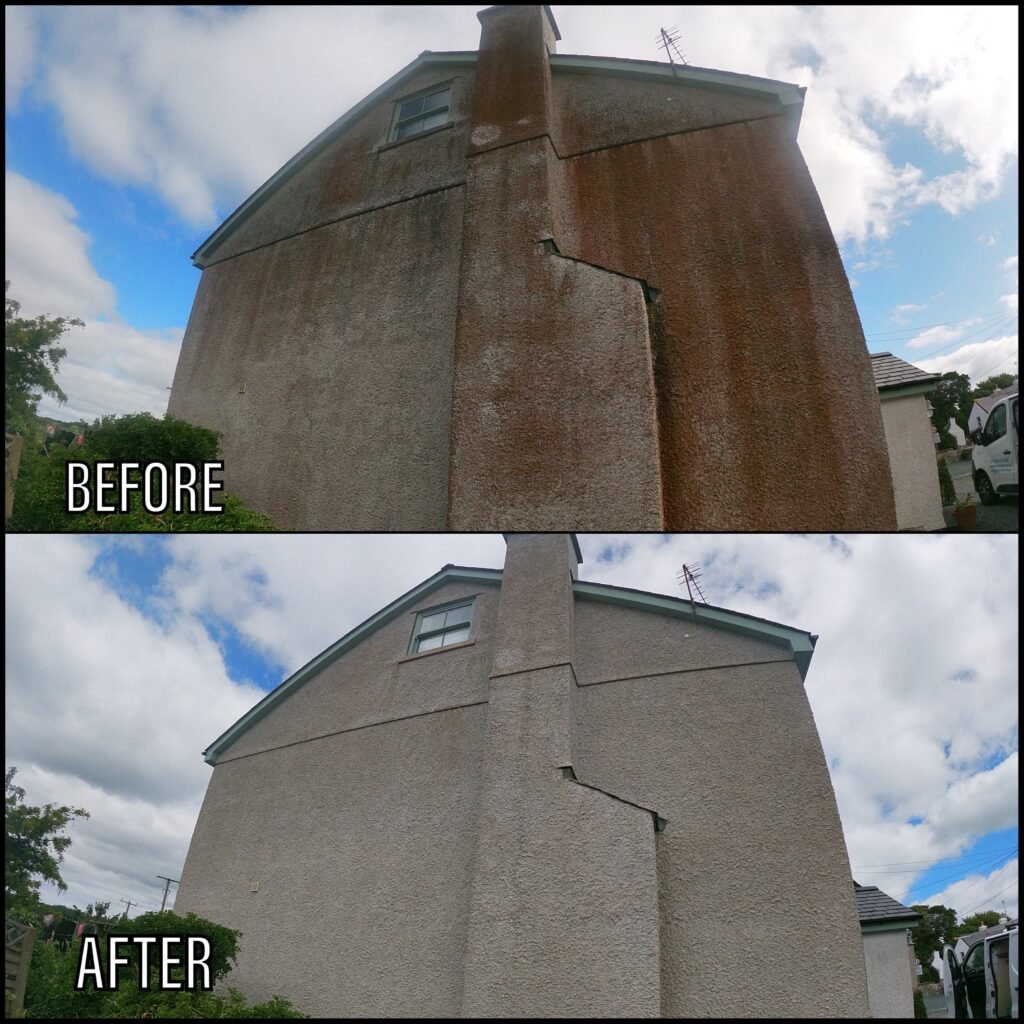 Render Cleaning before and after Conwy LL32 North Wales by NW Exteriors