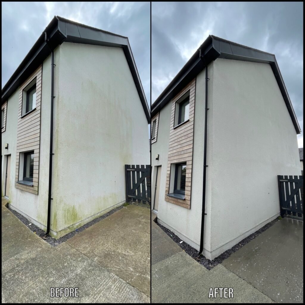 Render Cleaning before and after Conwy LL32 North Wales by NW Exteriors