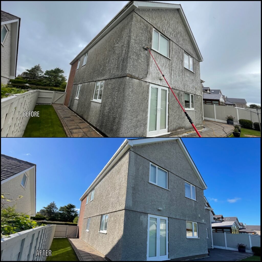 Render Cleaning before and after Criccieth LL52 North Wales by NW Exteriors