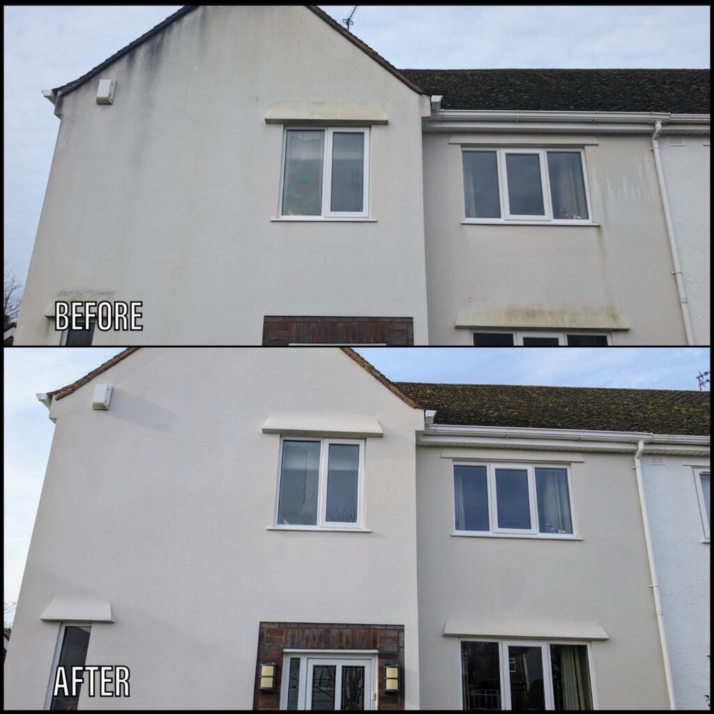 Render Cleaning before and after Deganwy LL31 North Wales by NW Exteriors