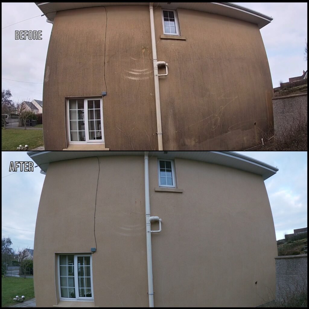 Render Cleaning before and after Holyhead LL65 North Wales by NW Exteriors