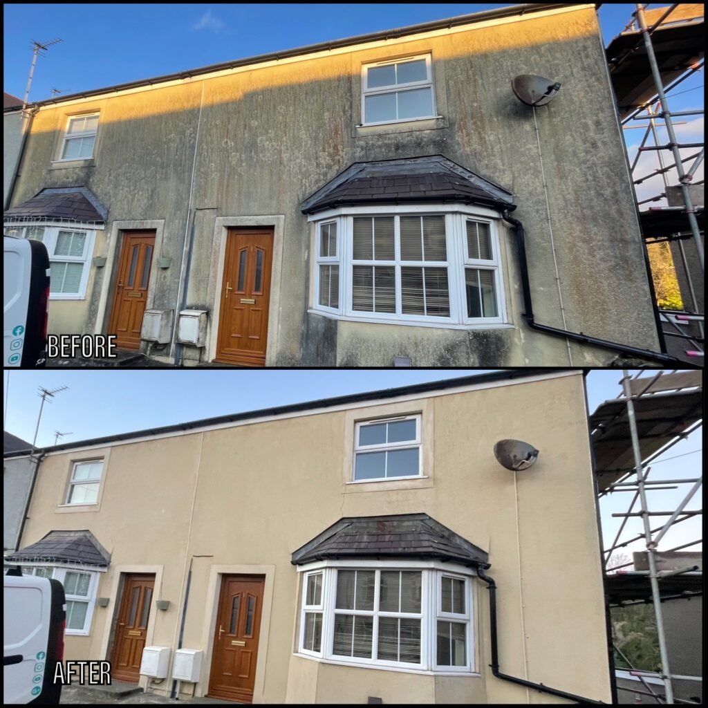 Render Cleaning before and after Llandudno LL30 North Wales by NW Exteriors