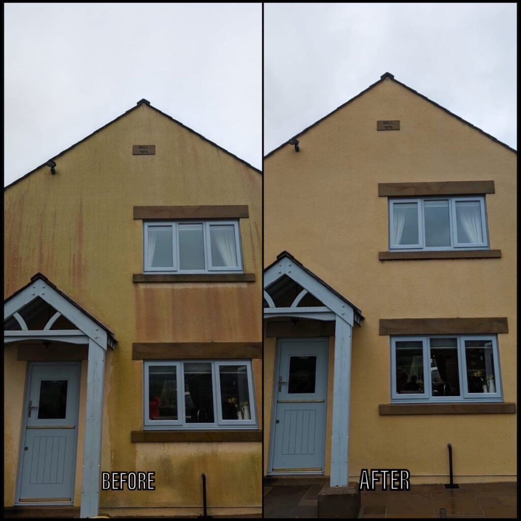 Render Cleaning before and after Menai Bridge LL59 North Wales by NW Exteriors
