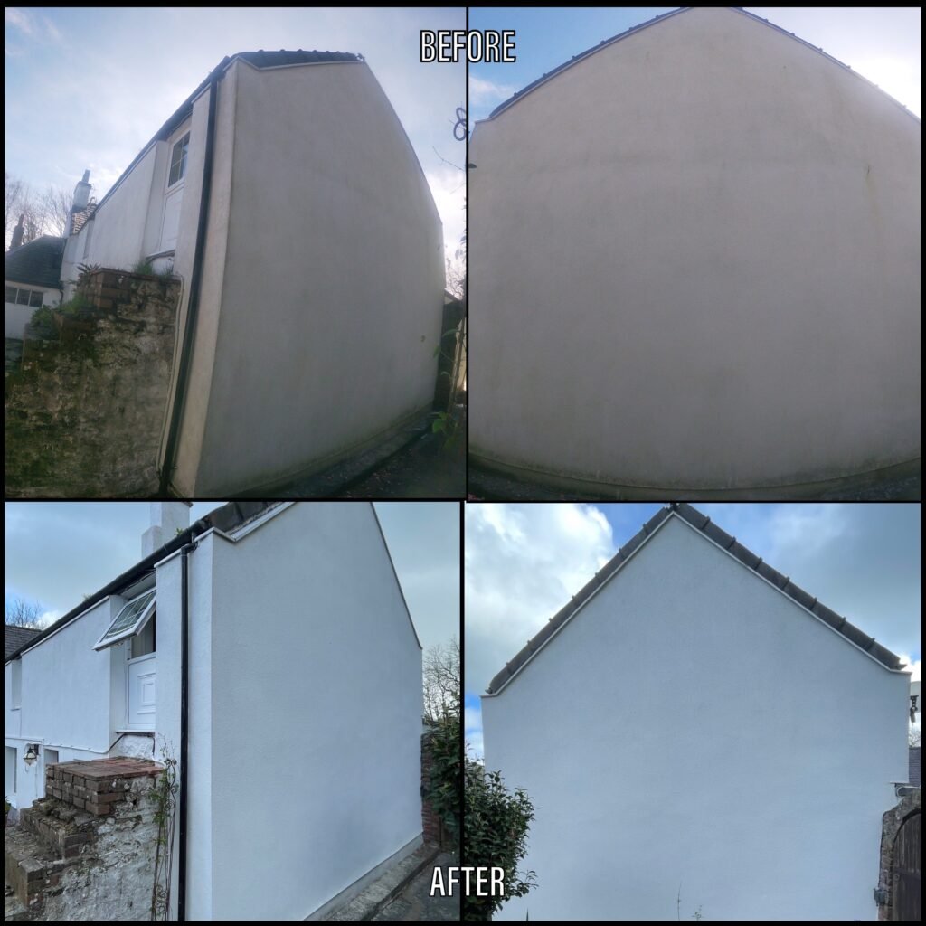 Render Cleaning before and after Pwllheli LL53 North Wales by NW Exteriors