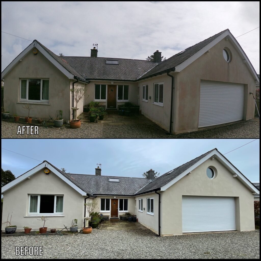 Render Cleaning before and after Rhosneigr LL64 North Wales by NW Exteriors