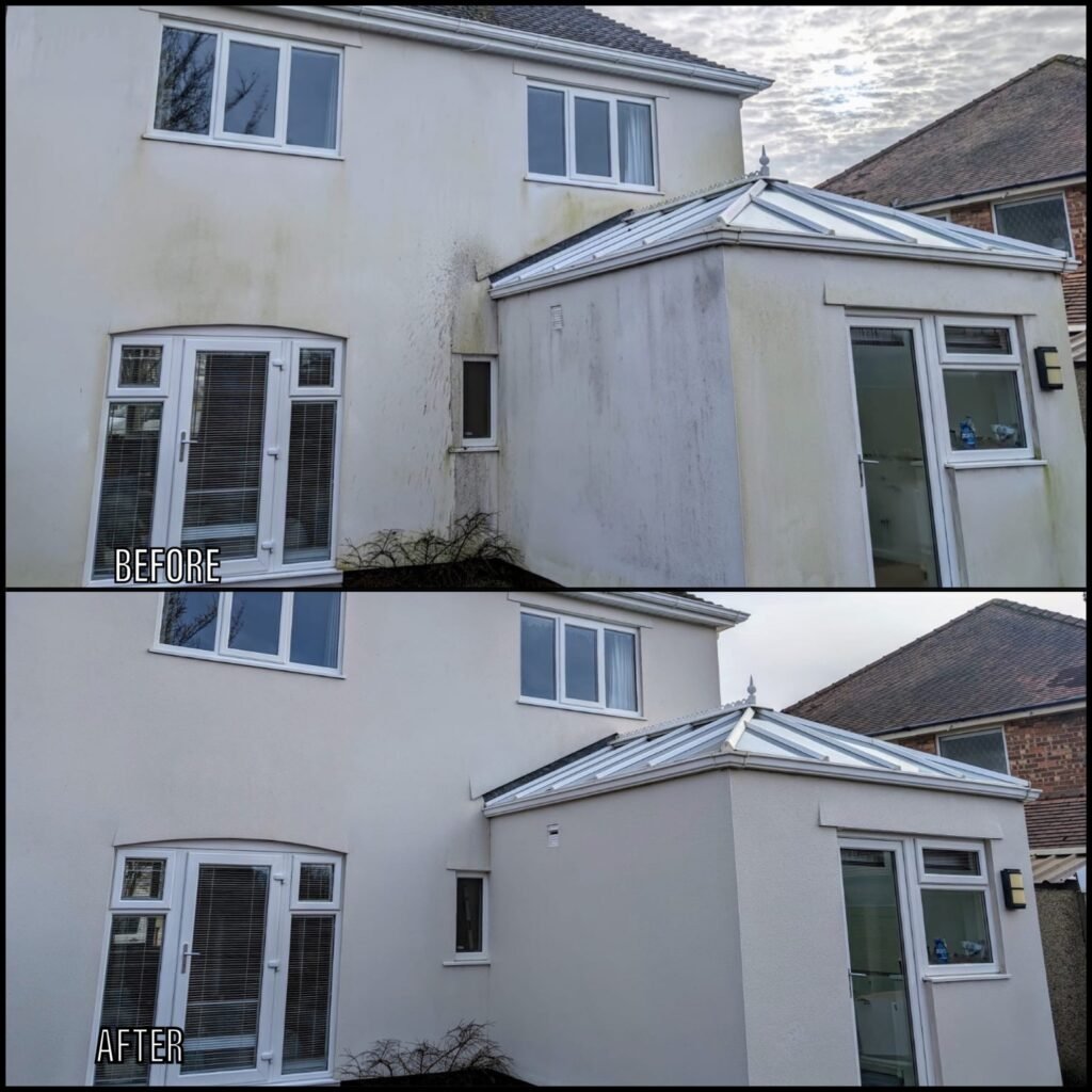 Render Cleaning before and after Rhos-on-Sea LL28 North Wales by NW Exteriors
