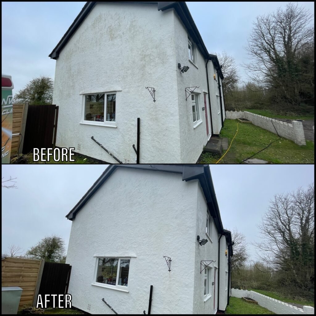 Render Cleaning before and after Y Felinheli LL56 North Wales by NW Exteriors