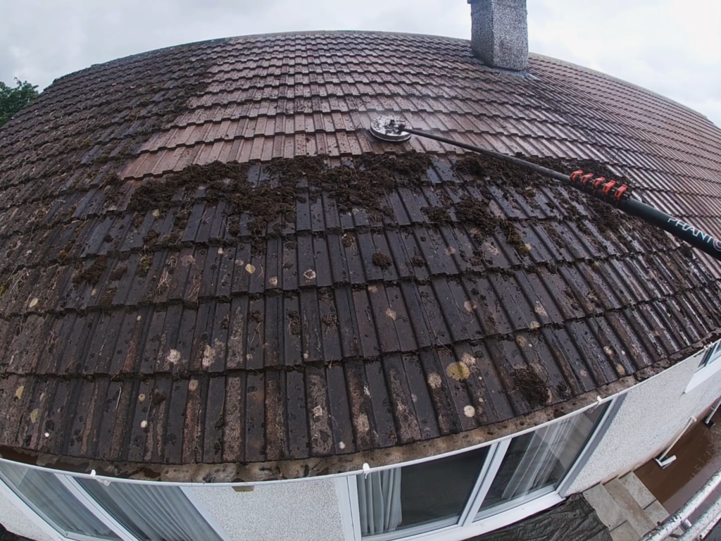 Roof cleaning before and after Amlwch LL68 North Wales by NW Exteriors