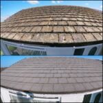 Roof cleaning before and after Criccieth LL52 North Wales by NW Exteriors