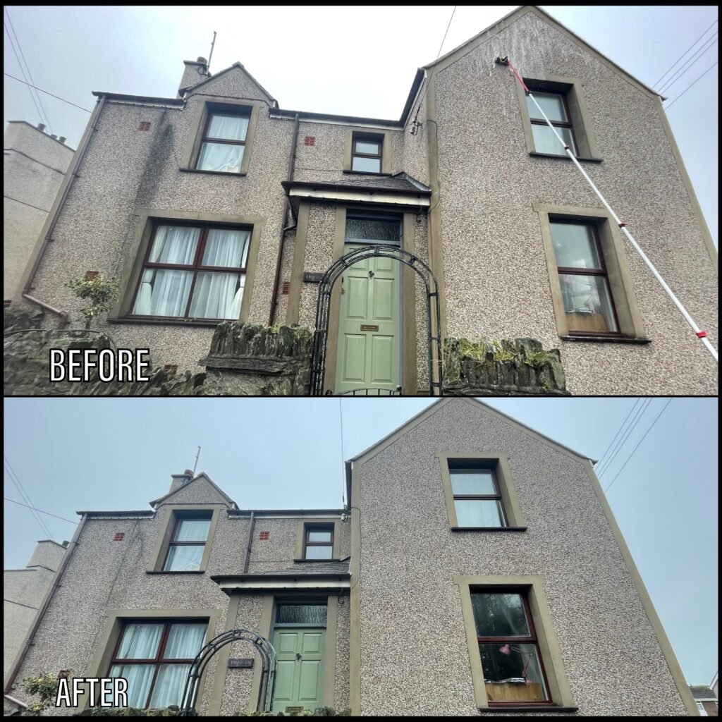Render Cleaning before and after Dolgellau LL40 North Wales by NW Exteriors